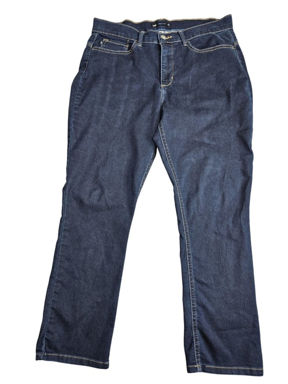 Lee Easy Fit Straight Jeans Womens 16 Petite Blue Dark Wash High Rise Stretch‎